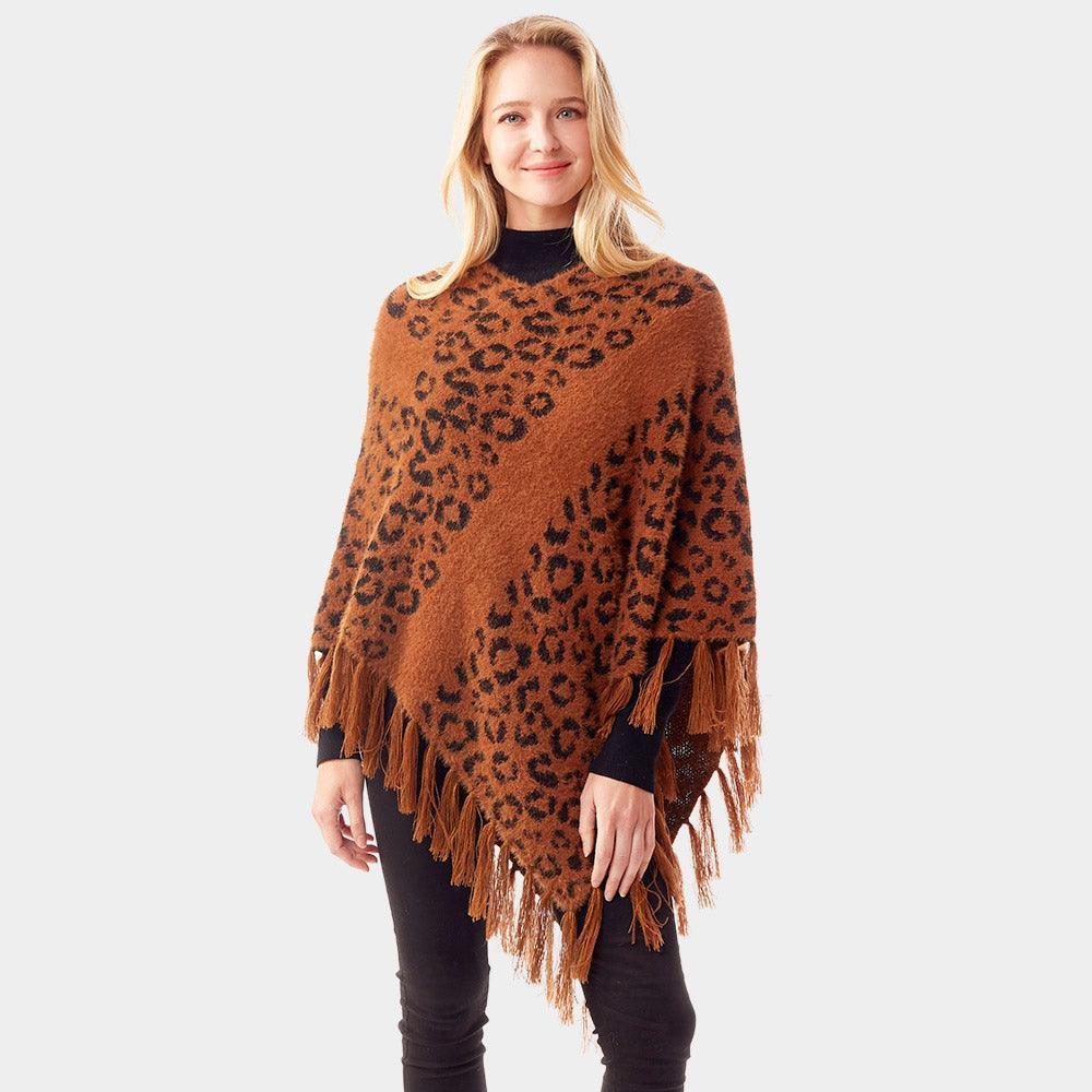 Brown Leopard Patterned Poncho - Jewelry Store by Erik Rayo