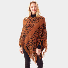 Load image into Gallery viewer, Brown Leopard Patterned Poncho
