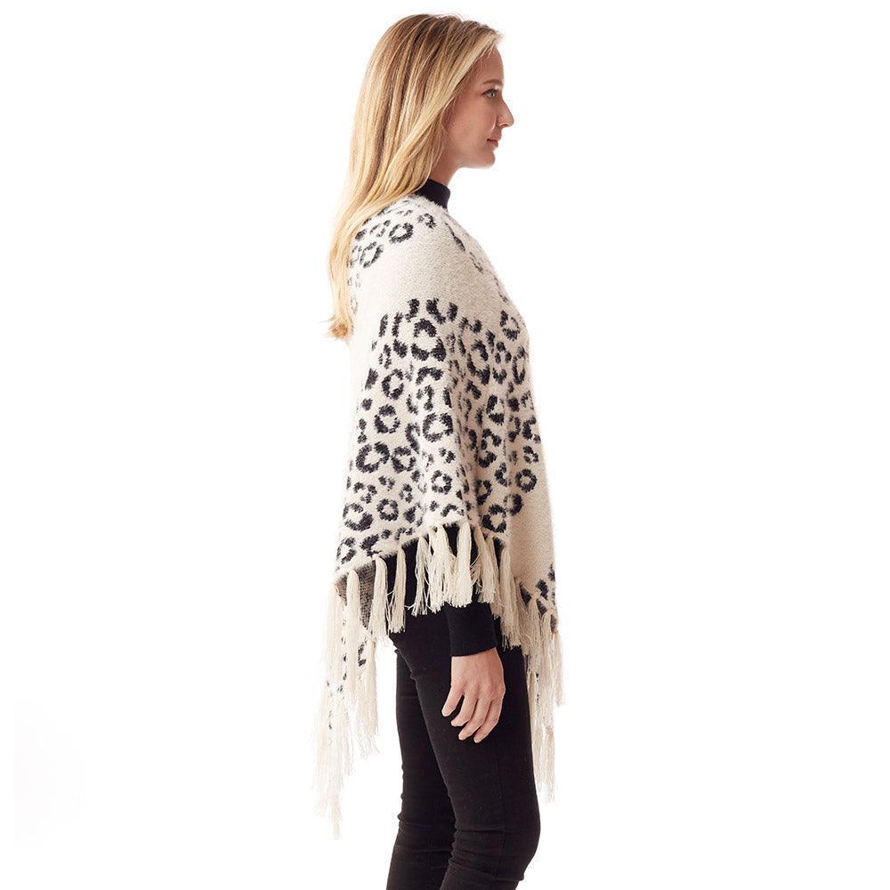 White Leopard Patterned Poncho - Jewelry Store by Erik Rayo
