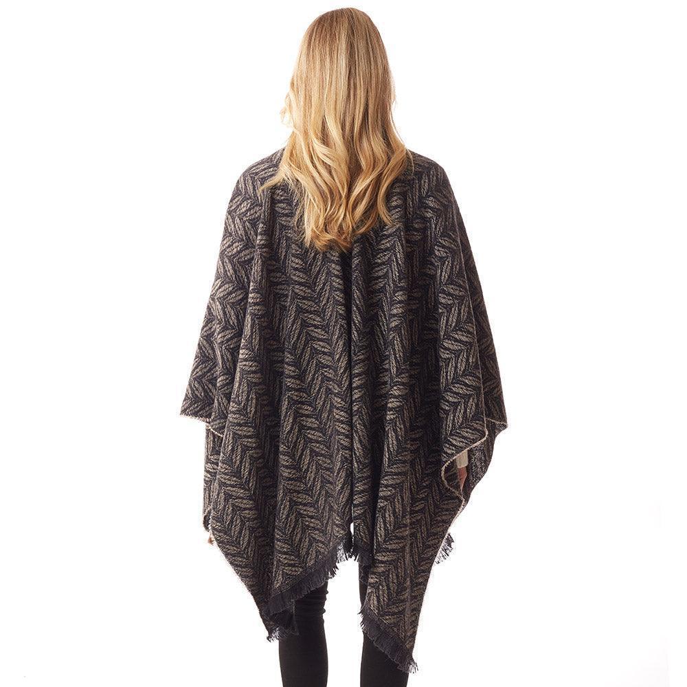 Black Leaf Patterned Soft Poncho - Jewelry Store by Erik Rayo