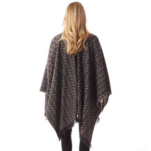 Load image into Gallery viewer, Black Leaf Patterned Soft Poncho
