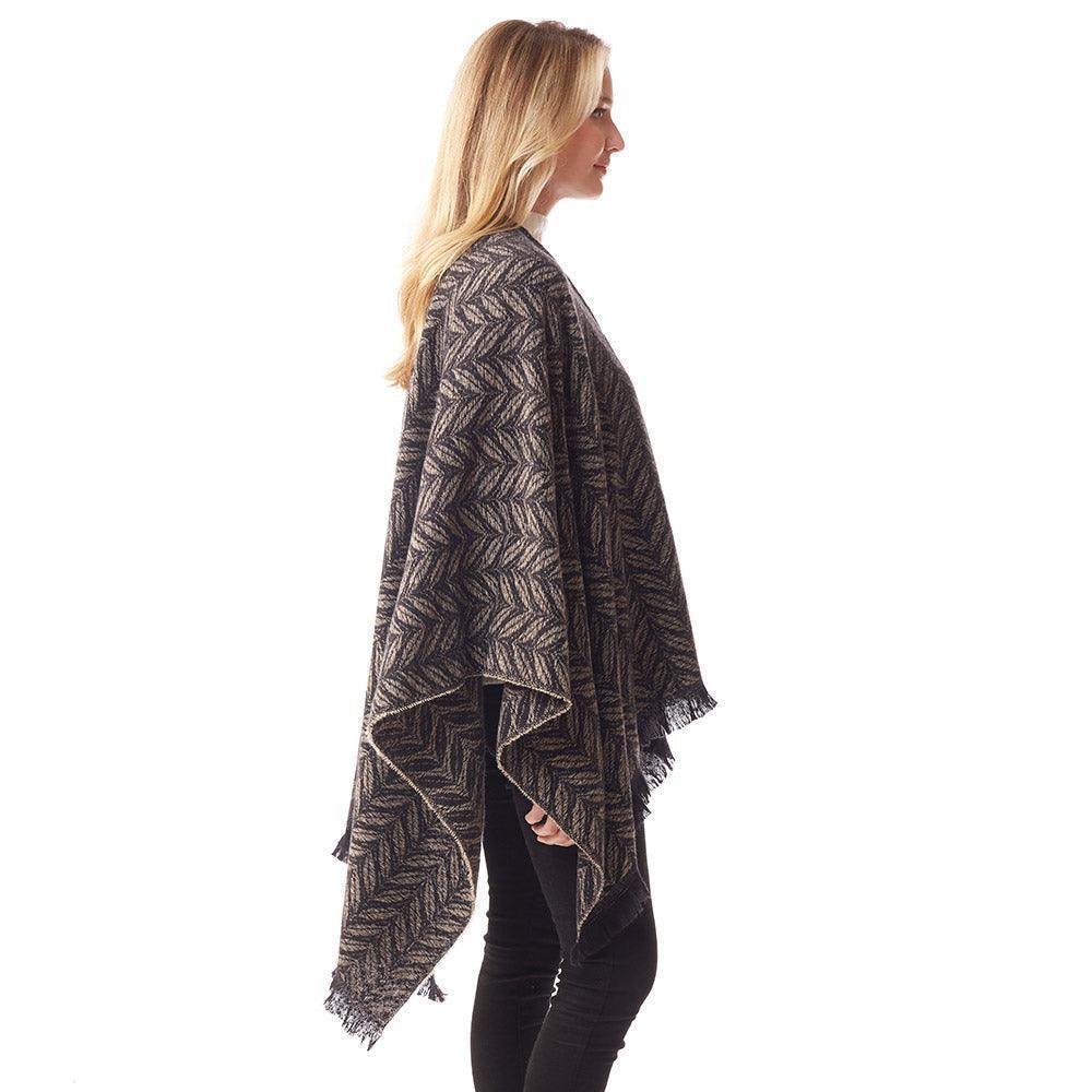 Black Leaf Patterned Soft Poncho - Jewelry Store by Erik Rayo