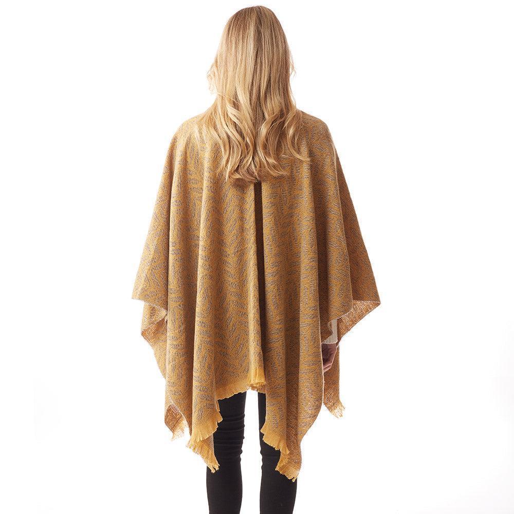 Mustard Leaf Patterned Soft Poncho - Jewelry Store by Erik Rayo