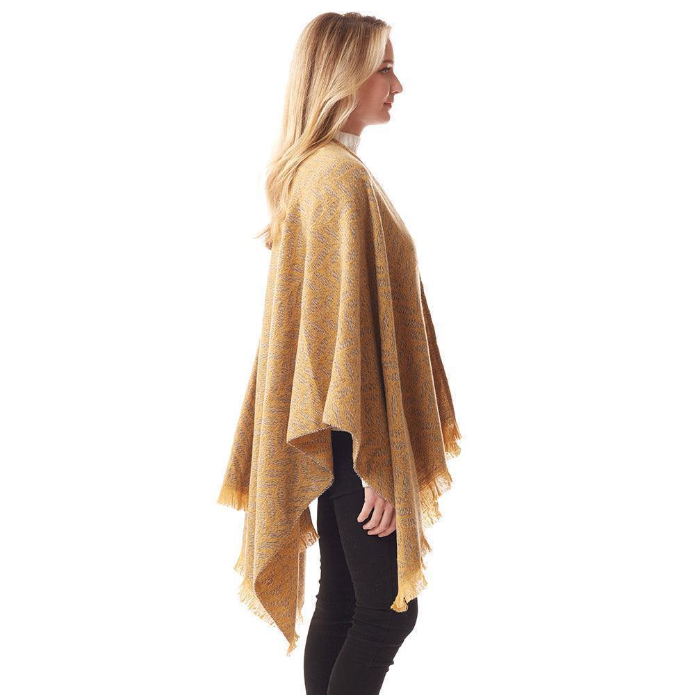 Mustard Leaf Patterned Soft Poncho - Jewelry Store by Erik Rayo