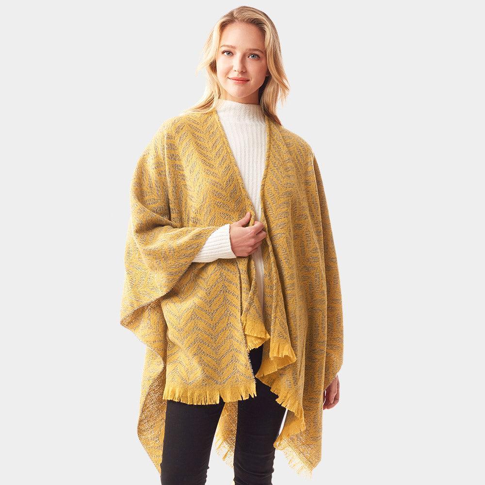 Mustard Leaf Patterned Soft Poncho - Jewelry Store by Erik Rayo