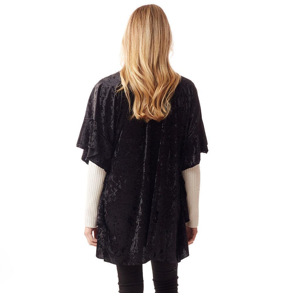 Black Solid Velvet Shawl Poncho - Jewelry Store by Erik Rayo