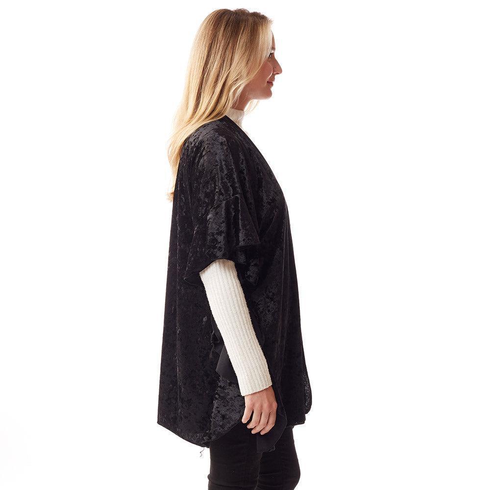 Black Solid Velvet Shawl Poncho - Jewelry Store by Erik Rayo