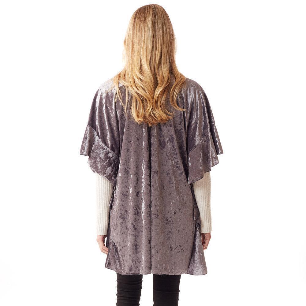 Gray Solid Velvet Shawl Poncho - Jewelry Store by Erik Rayo