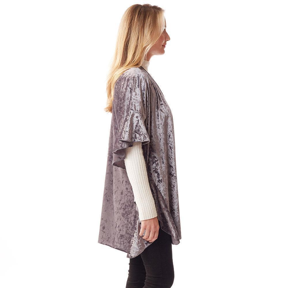 Gray Solid Velvet Shawl Poncho - Jewelry Store by Erik Rayo