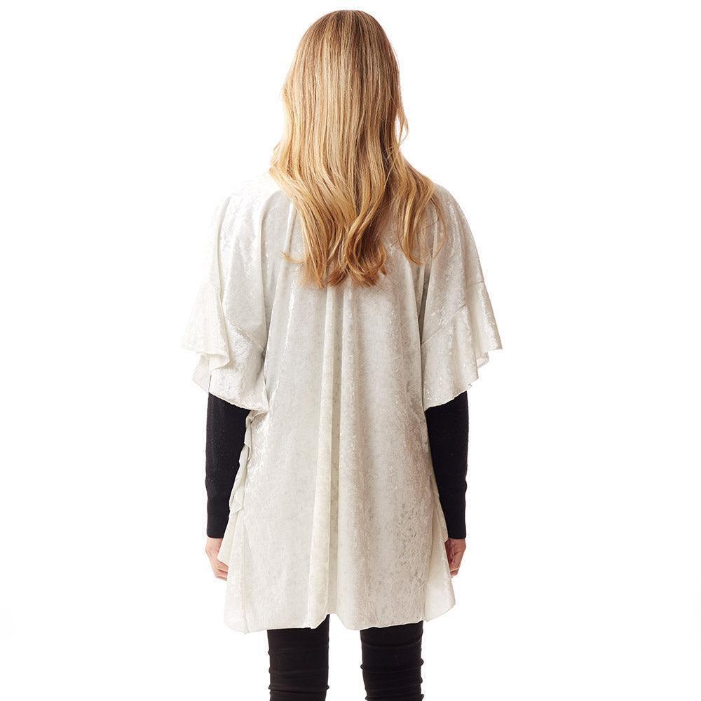 Ivory Solid Velvet Shawl Poncho - Jewelry Store by Erik Rayo