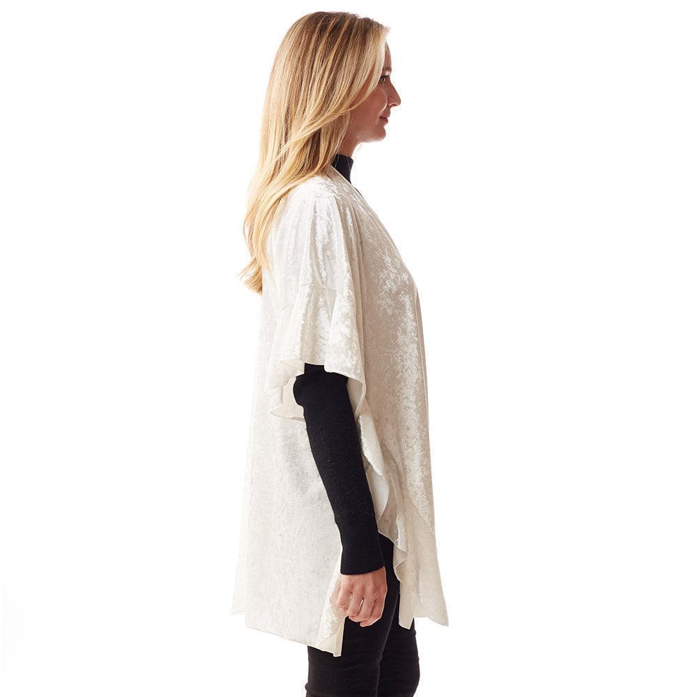 Ivory Solid Velvet Shawl Poncho - Jewelry Store by Erik Rayo