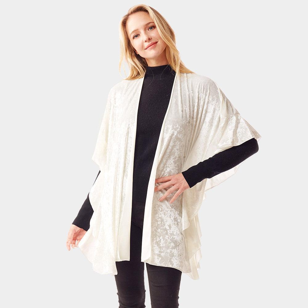 Ivory Solid Velvet Shawl Poncho - Jewelry Store by Erik Rayo