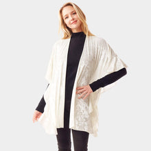 Load image into Gallery viewer, Ivory Solid Velvet Shawl Poncho
