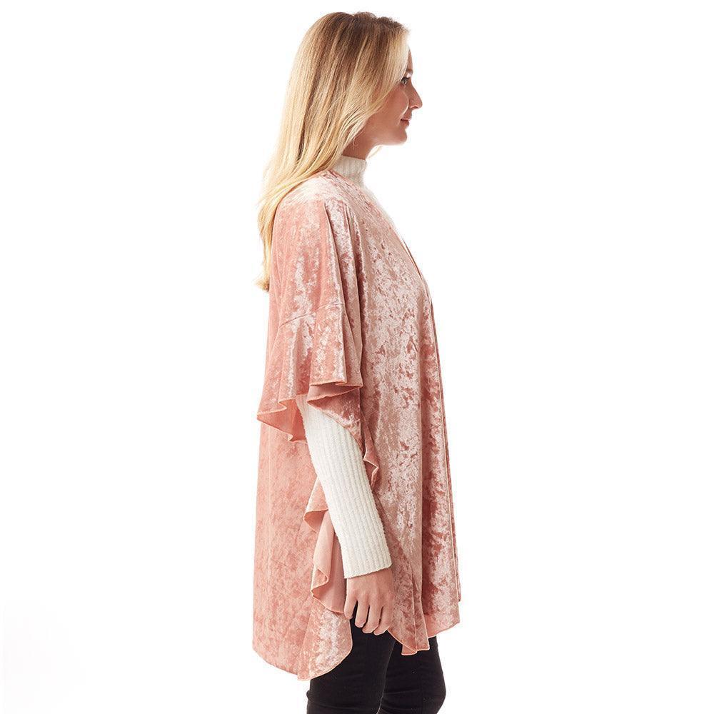 Rose Gold Solid Velvet Shawl Poncho - Jewelry Store by Erik Rayo