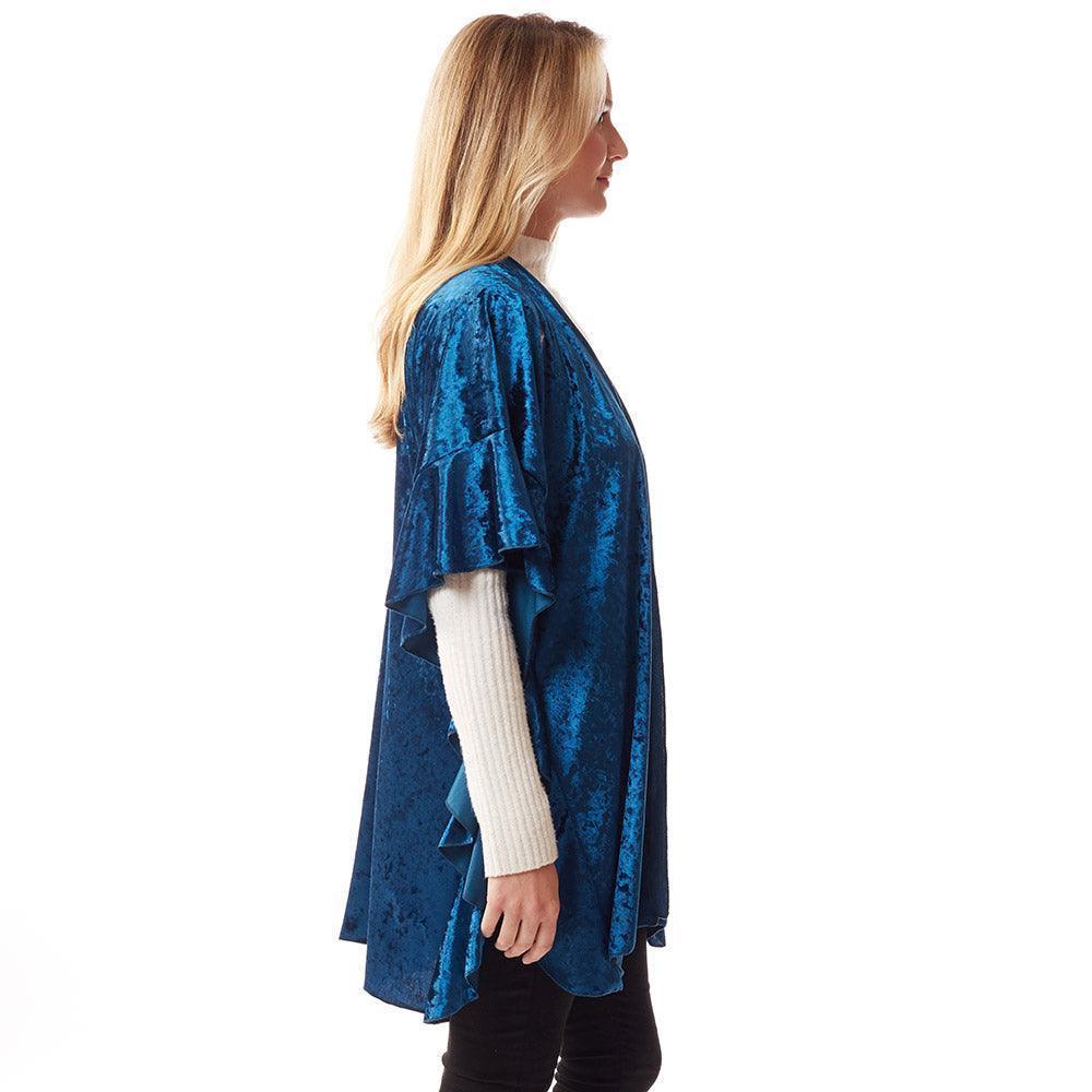 Teal Solid Velvet Shawl Poncho - Jewelry Store by Erik Rayo