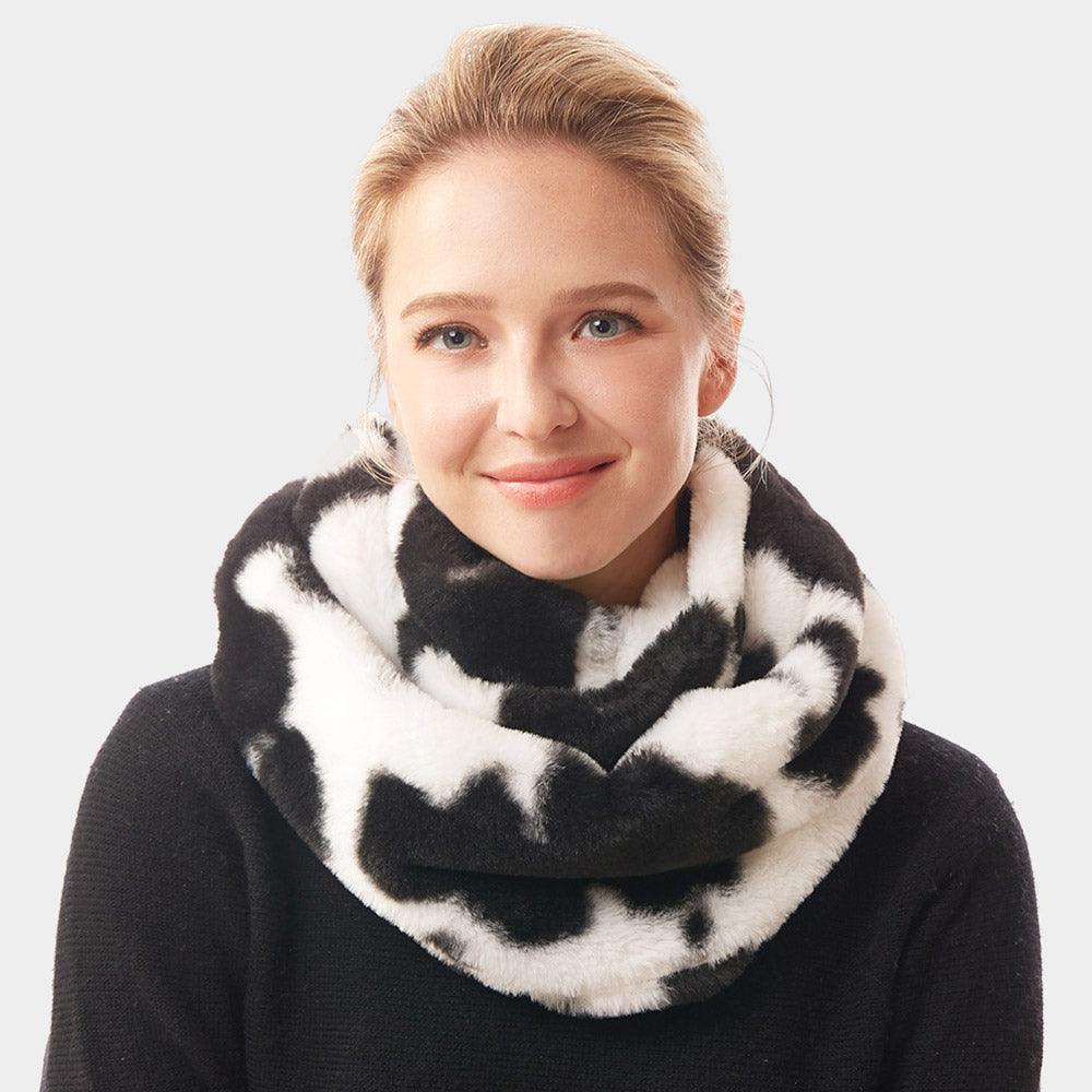 Black Cow Patterned Infinity Scarf