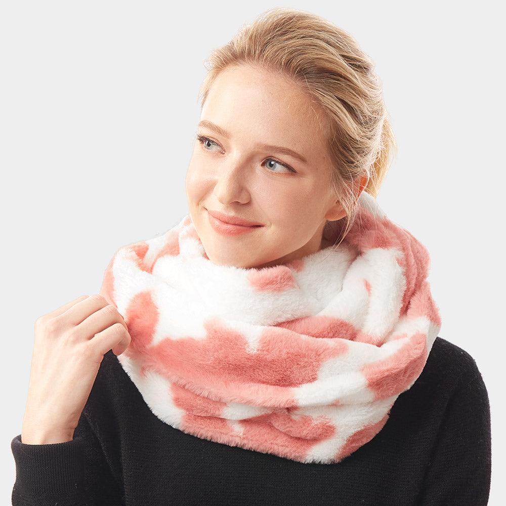 Pink Cow Patterned Infinity Scarf