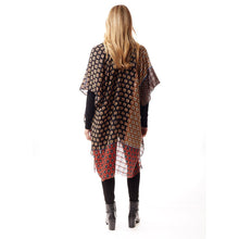 Load image into Gallery viewer, Black Colorful Geometric Printed Ruana Poncho
