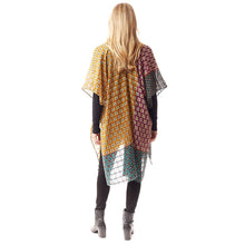 Load image into Gallery viewer, Mustard Colorful Geometric Printed Ruana Poncho
