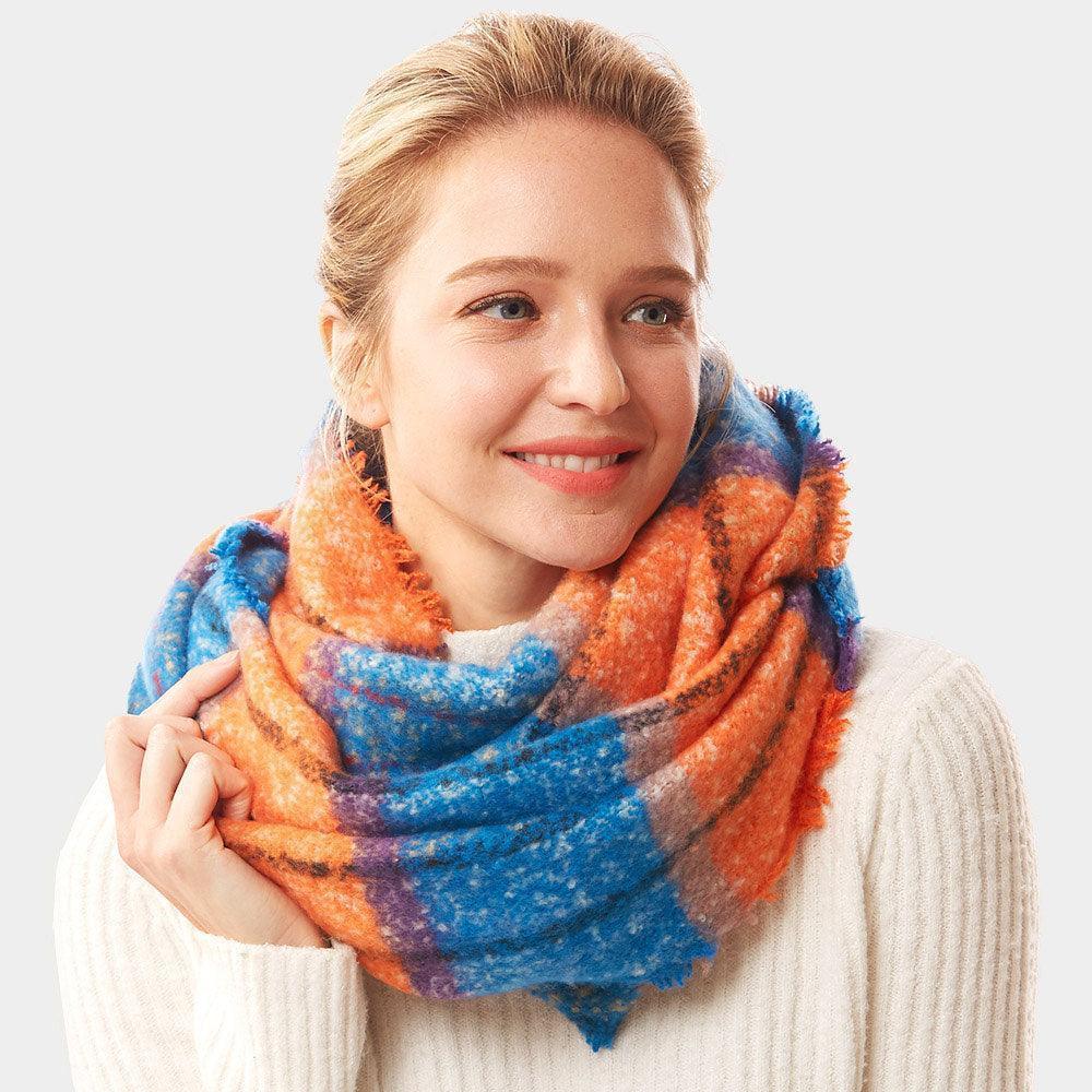 Blue Colorful Plaid Check Infinity Scarf - Jewelry Store by Erik Rayo