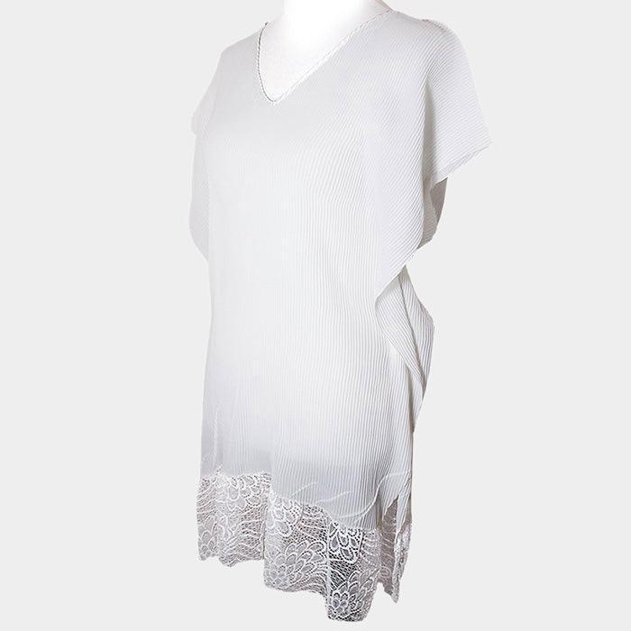 Ivory Floral Lace Texturized Long Poncho - Jewelry Store by Erik Rayo