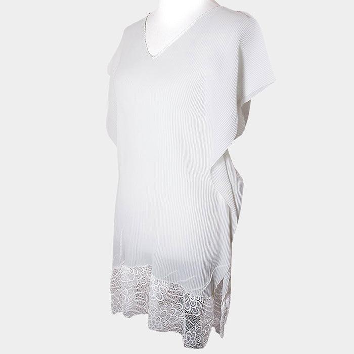 Ivory Floral Lace Texturized Long Poncho