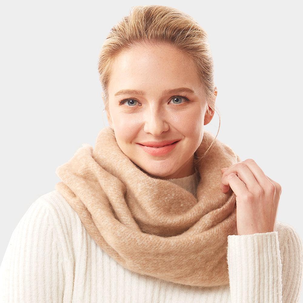 Beige Soft Fuzzy Solid Infinity Scarf - Jewelry Store by Erik Rayo