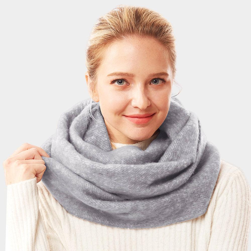 Gray Soft Fuzzy Solid Infinity Scarf