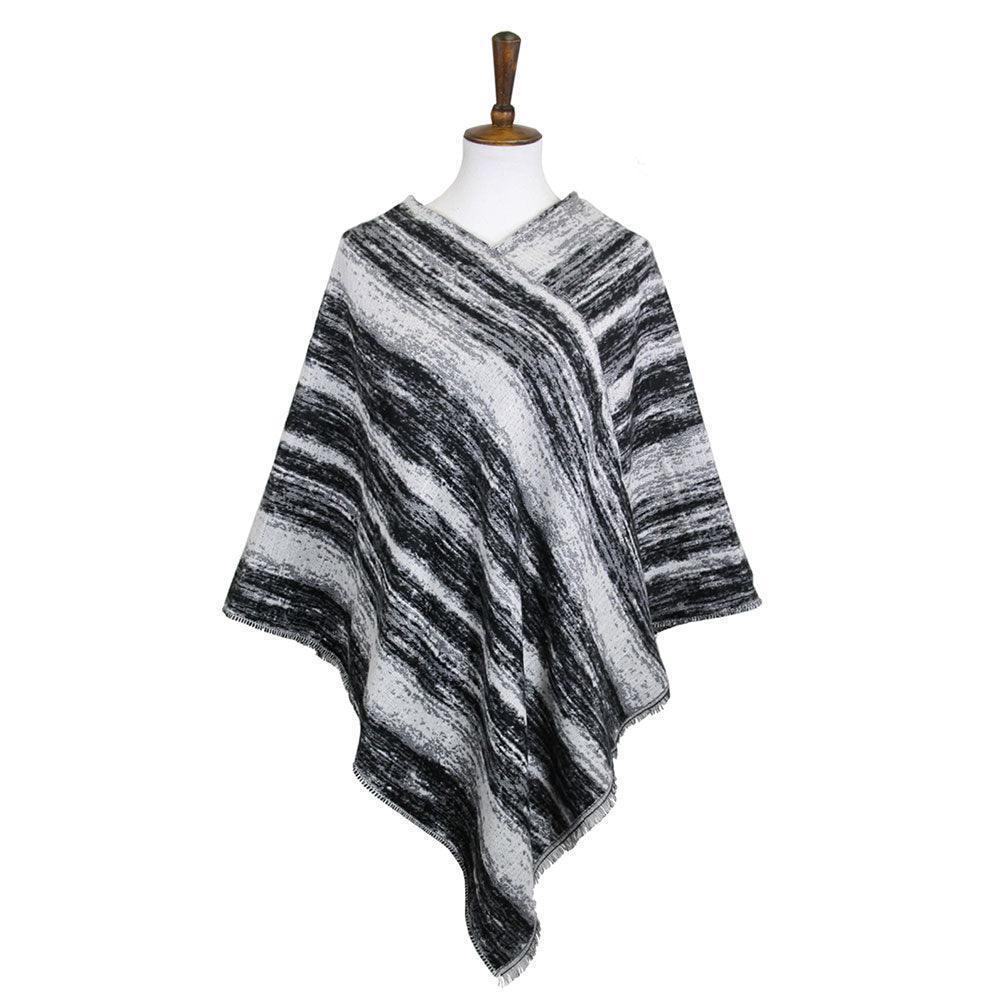 Black Vertical Patterned Poncho - Jewelry Store by Erik Rayo