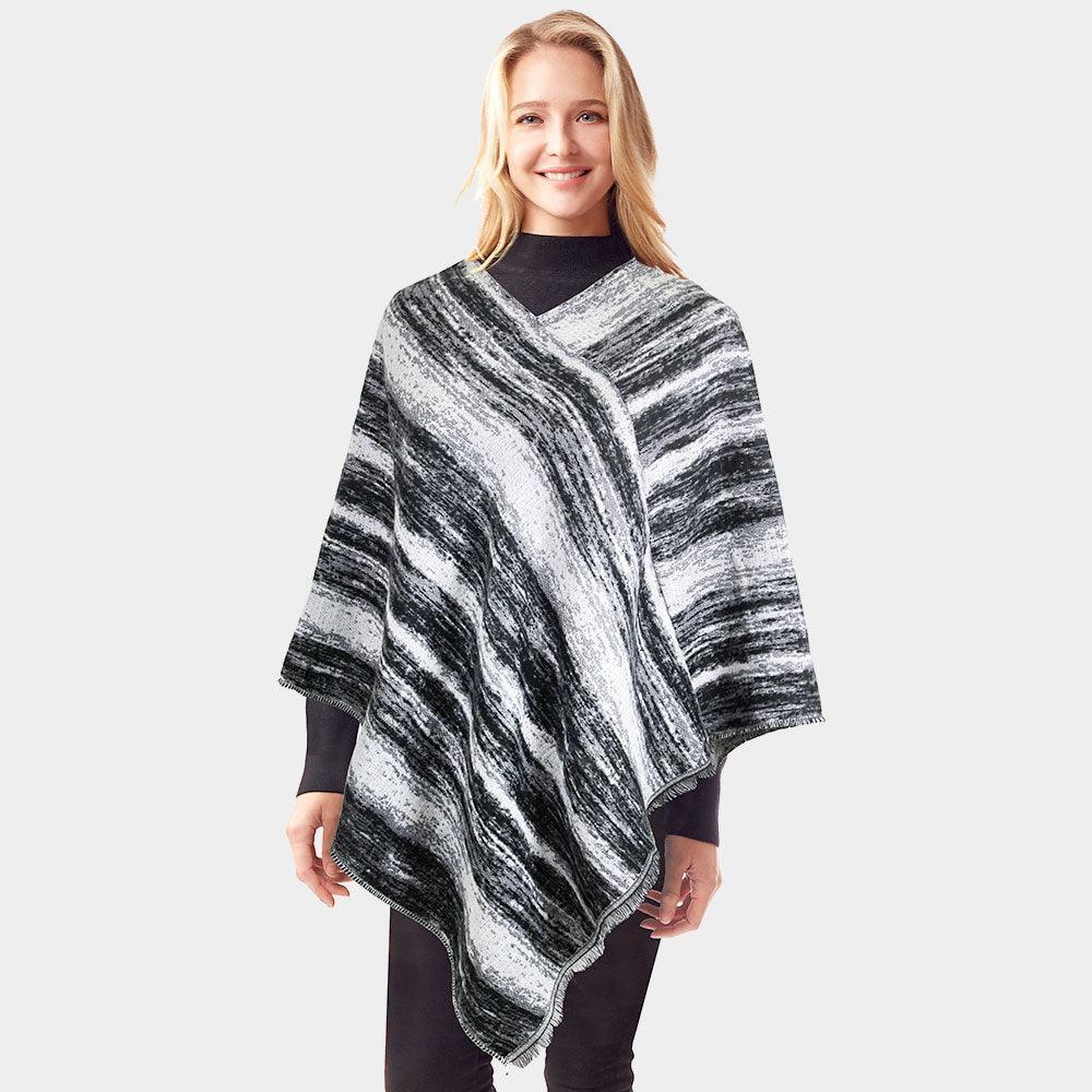 Black Vertical Patterned Poncho - Jewelry Store by Erik Rayo