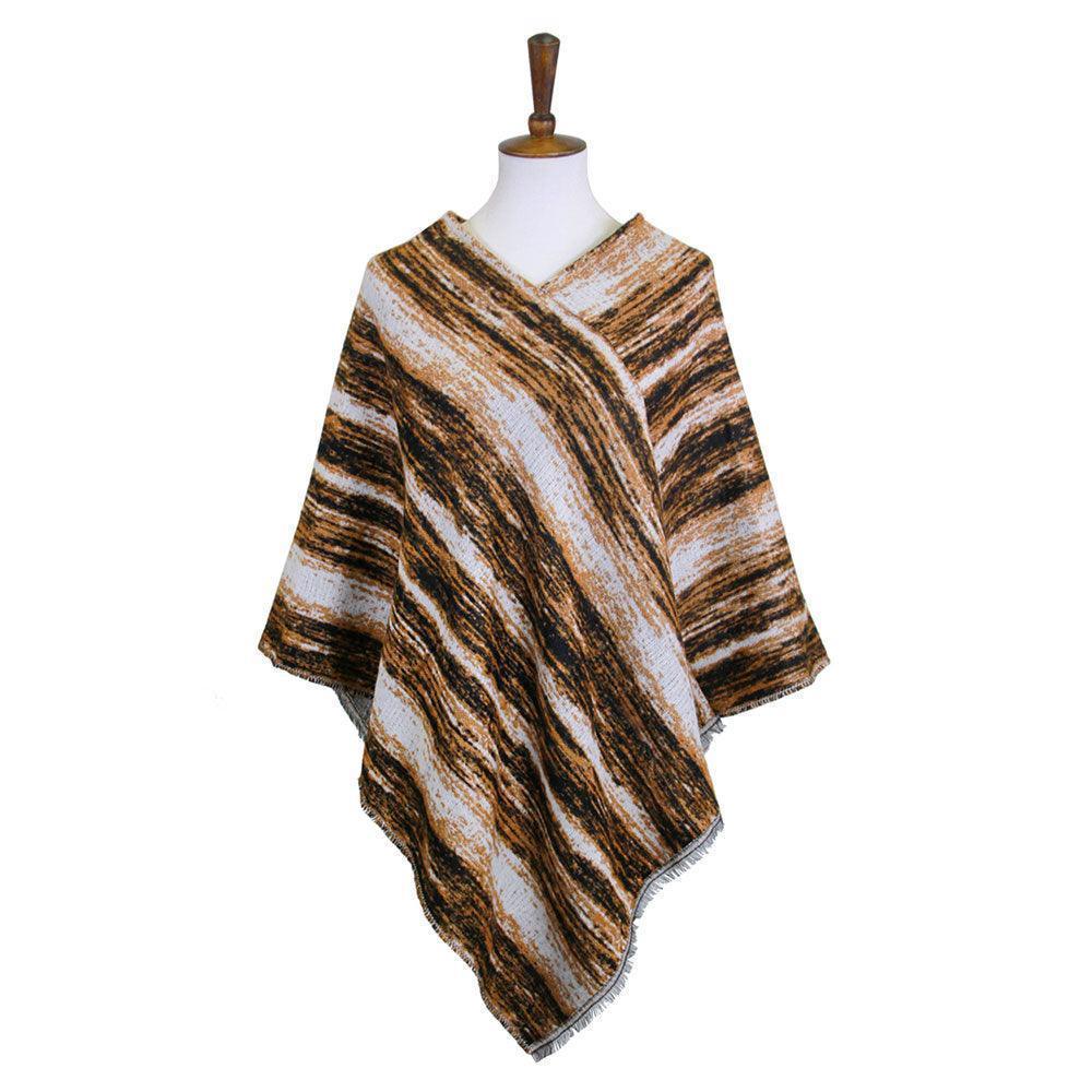 Brown Vertical Patterned Poncho - Jewelry Store by Erik Rayo