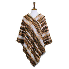 Load image into Gallery viewer, Brown Vertical Patterned Poncho
