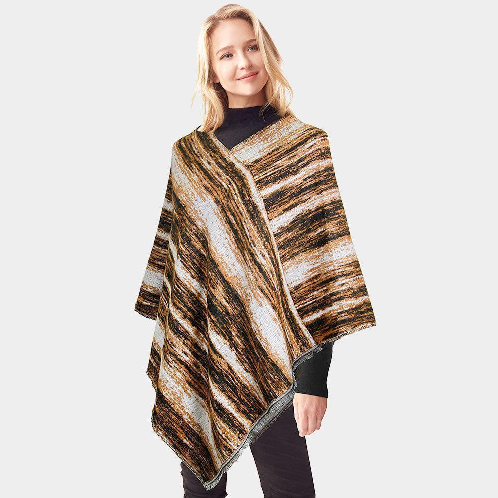 Brown Vertical Patterned Poncho - Jewelry Store by Erik Rayo