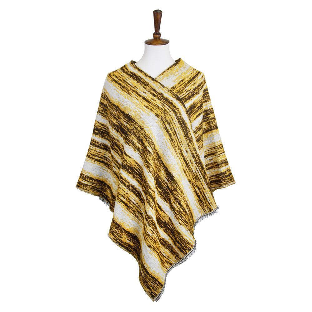 Mustard Vertical Patterned Poncho - Jewelry Store by Erik Rayo
