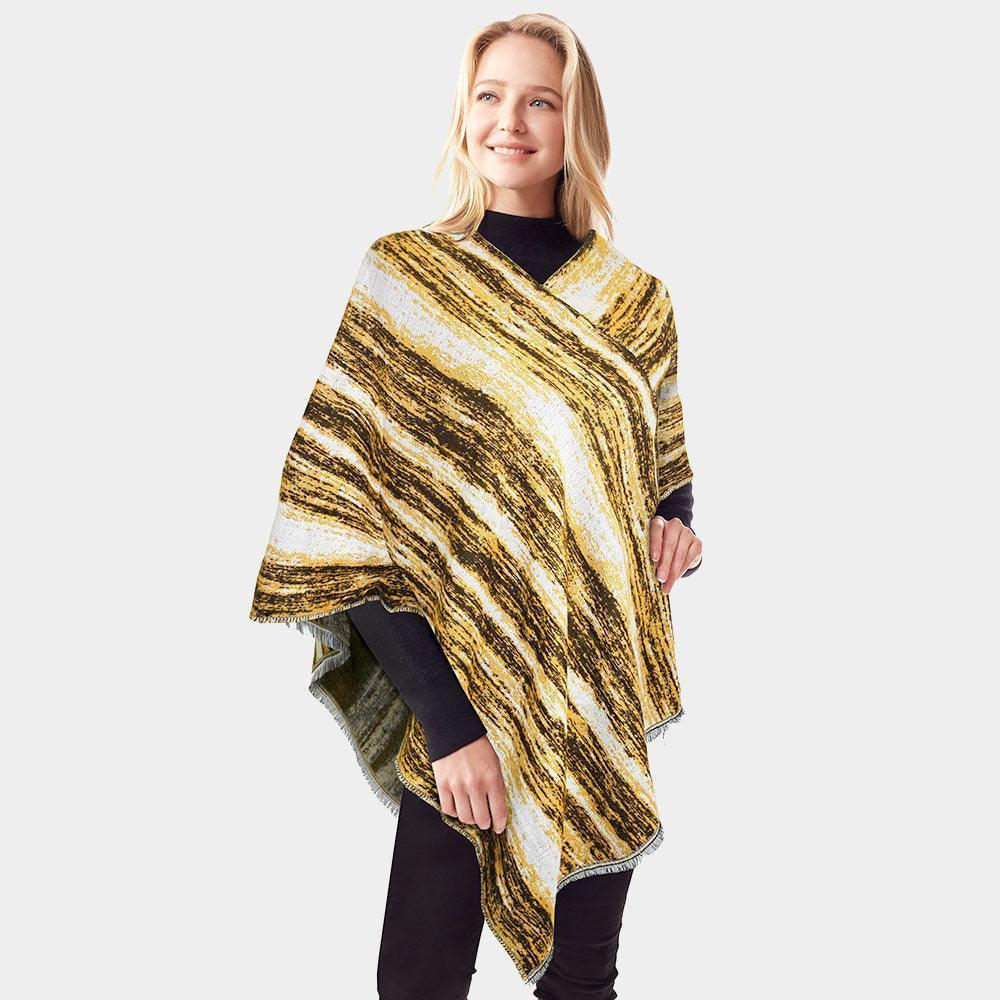 Mustard Vertical Patterned Poncho - Jewelry Store by Erik Rayo