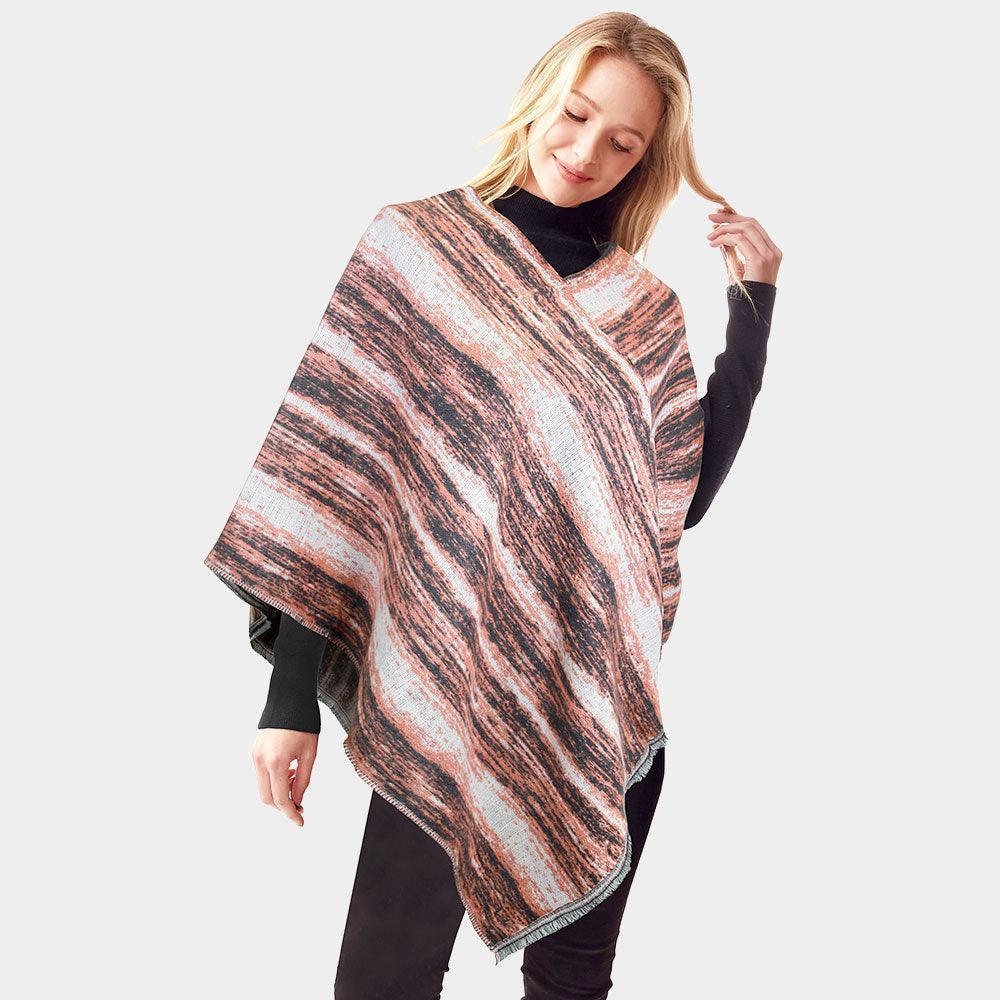 Pink Vertical Patterned Poncho - Jewelry Store by Erik Rayo