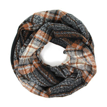 Load image into Gallery viewer, Black Plaid Check Infinity Scarf
