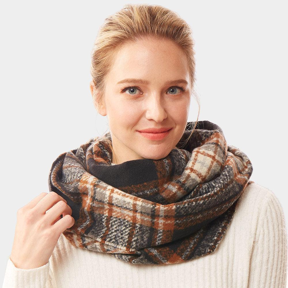 Black Plaid Check Infinity Scarf - Jewelry Store by Erik Rayo