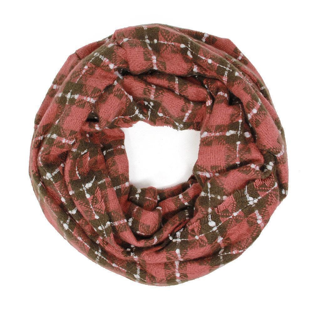 Burgundy Plaid Check Infinity Super Soft Scarf - Jewelry Store by Erik Rayo