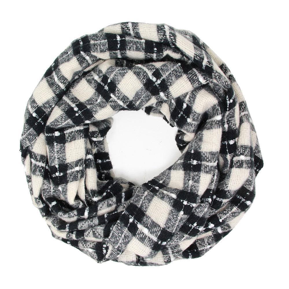 Black Plaid Check Infinity Super Soft Scarf - Jewelry Store by Erik Rayo