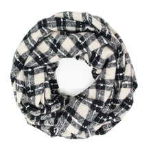 Load image into Gallery viewer, Black Plaid Check Infinity Super Soft Scarf
