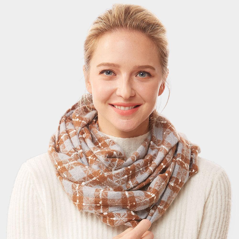 Blue Plaid Check Infinity Super Soft Scarf - Jewelry Store by Erik Rayo
