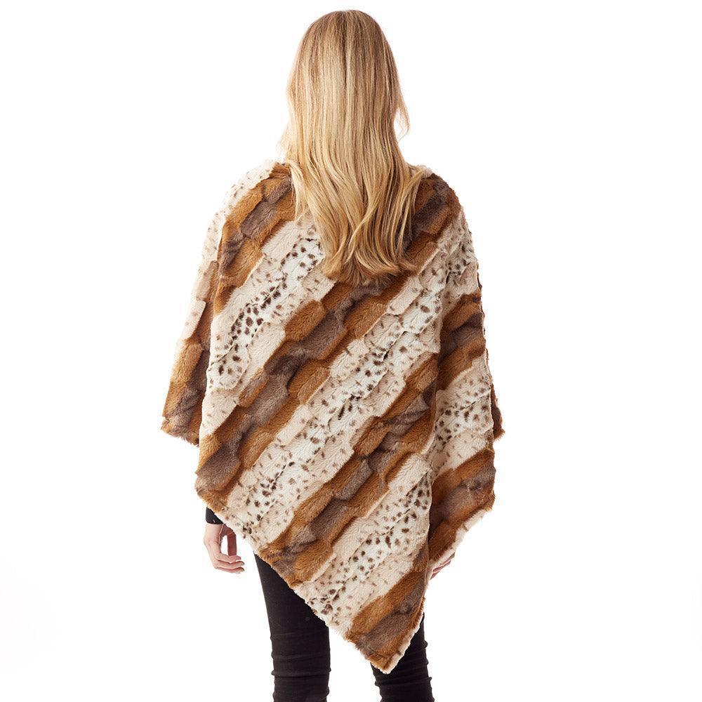 Beige Animal Patterned Faux Fur Soft Poncho - Jewelry Store by Erik Rayo