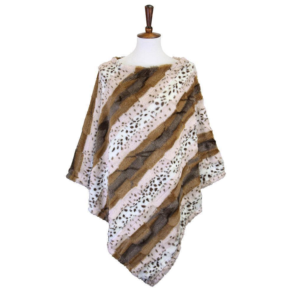 Beige Animal Patterned Faux Fur Soft Poncho - Jewelry Store by Erik Rayo