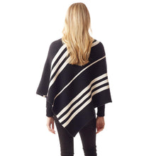 Load image into Gallery viewer, Black Vertical Striped Turtle Neck Poncho
