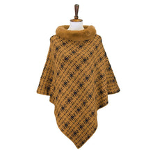 Load image into Gallery viewer, Mustard Patterned Faux Fur Collar Poncho
