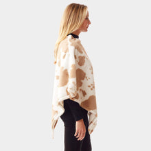 Load image into Gallery viewer, Beige Cow Patterned Soft Faux Fur Poncho
