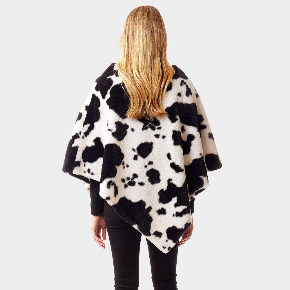 Black Cow Patterned Soft Faux Fur Poncho - Jewelry Store by Erik Rayo