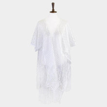 Load image into Gallery viewer, White Heart Pattern Detailed Crochet Lace Cover Up Poncho
