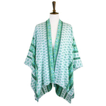 Load image into Gallery viewer, Blue Greek Mati Mataki Printed Cover Up Kimono Poncho
